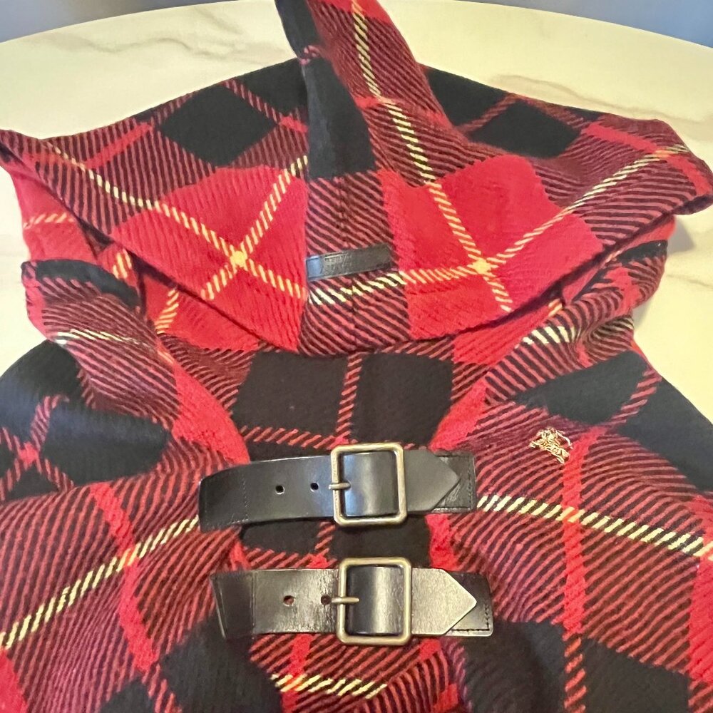 Burberry Japan Blue Label Hooded Tartan Wool Cape  + Gift Bag + Garment Bag - Picture 12 of 16
